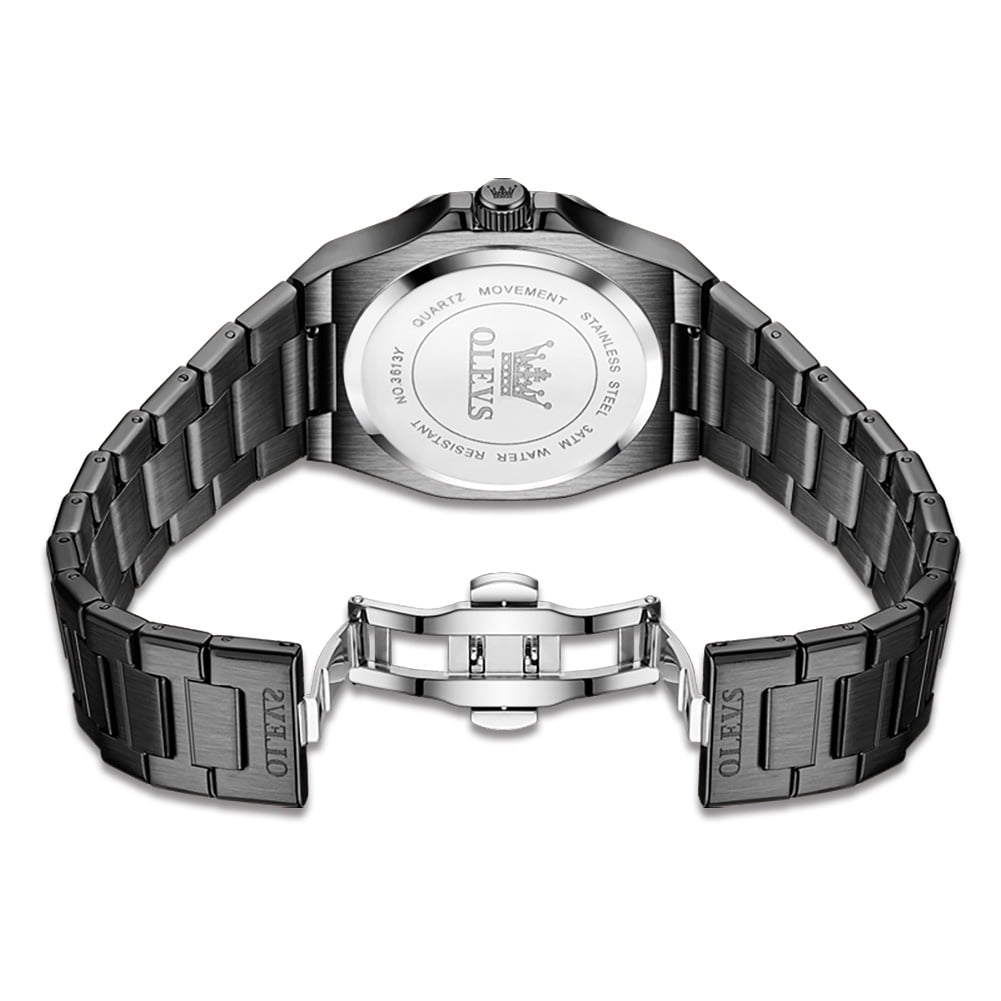 OLEVS Watch for Men Business Dress Diamond Analog Quartz Date Luxury Classic Casual Stainless Steel Waterproof Luminous Mens Wrist Watches Reloj para Hombre