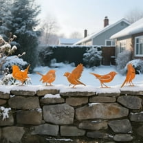 5 Pcs Rusty Metal Crow Sculptures Set, Realistic Black Iron Garden Art for Outdoor Yard Decor