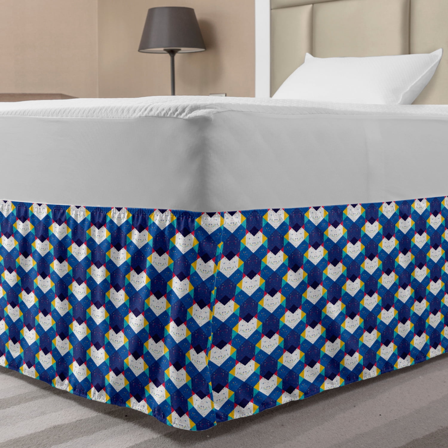 Abstract Bed Skirt, Colorful Contemporary Geometrical Graphic Work