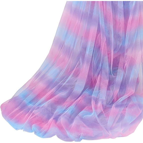 5.47 Yards Rainbow Tulle Mesh Fabric 59inch Wide Tulle Fabric Polyester Dark Orchid Rainbow Net for Sewing Colorful Tulle Fabric for Dress Costume Making DIY Crafts Home Party Decor Mixed Color