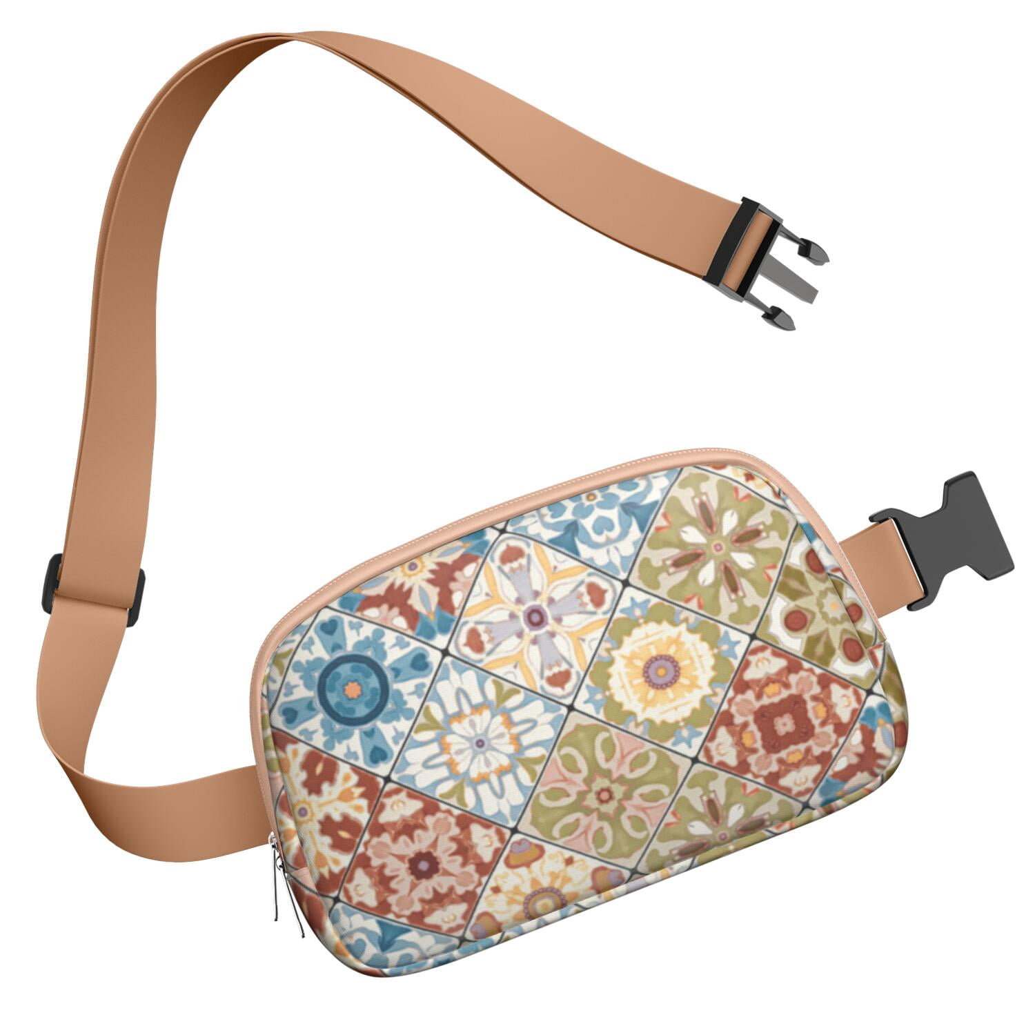 Crossbody Belt Bag Bohemian Tribal Fashion Belt Bag Small Cross Body Bags for Women Casual Waist Packs with Adjustable Strap Waterproof Belt Bag for Daily Leisure Music Festival/Event