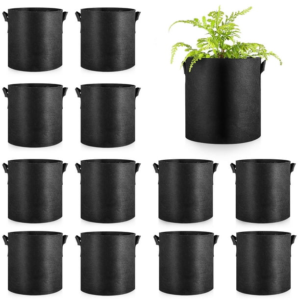 KAKOWELY 12 bolsas de cultivo de 3 galones de tela no tejida para macetas de cultivo de plantas, para verduras, zanahorias, cebollas, flores y frutas.