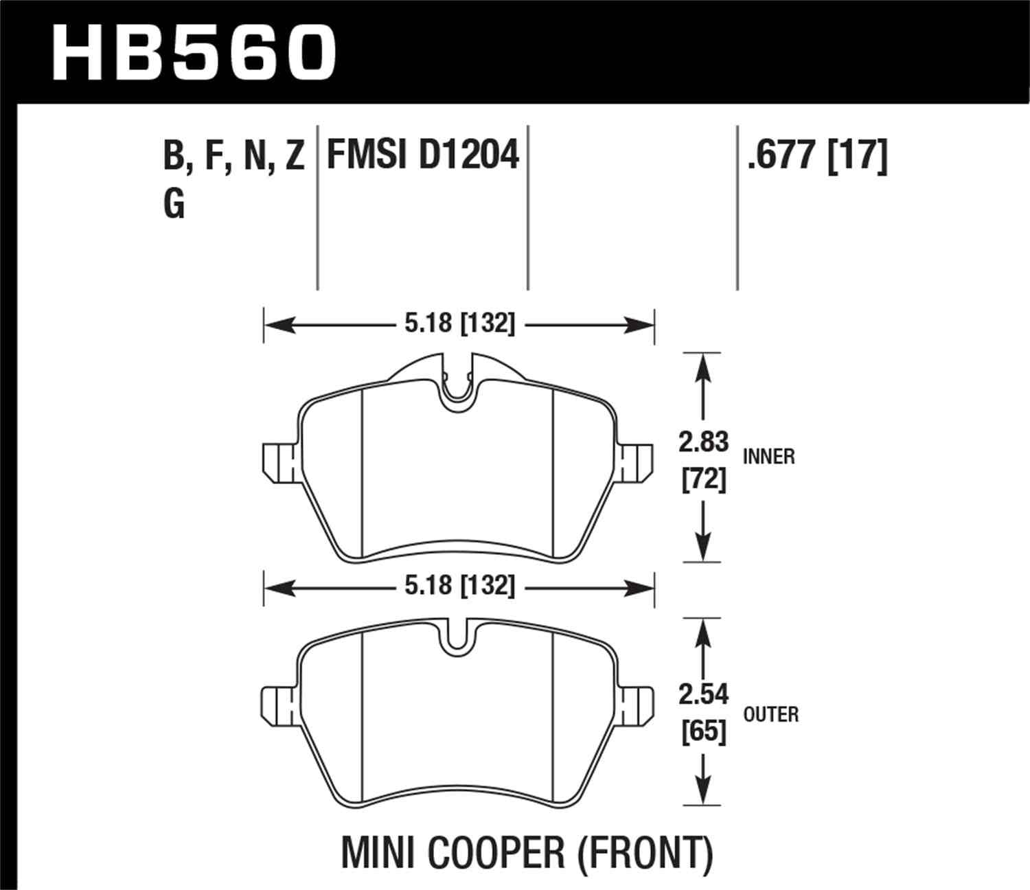 Hawk 05-06 JCW R53 Cooper S & 07+ R56 Cooper S HP+ Street Front Brake Pads Fits select: 2014 MINI COOPER, 2006-2012 MINI COOPER S