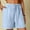 Blue, variant on Bzhegqhd Women's Linen Shorts Solid Color Comfortable Elastic Wide Leg Casual Shorts