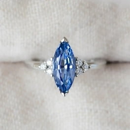 Sterling Silver Diamond And Marquise Cut Tanzanite Ring Sterling Silver Diamond And Marquise Cut Tanzanite Ring