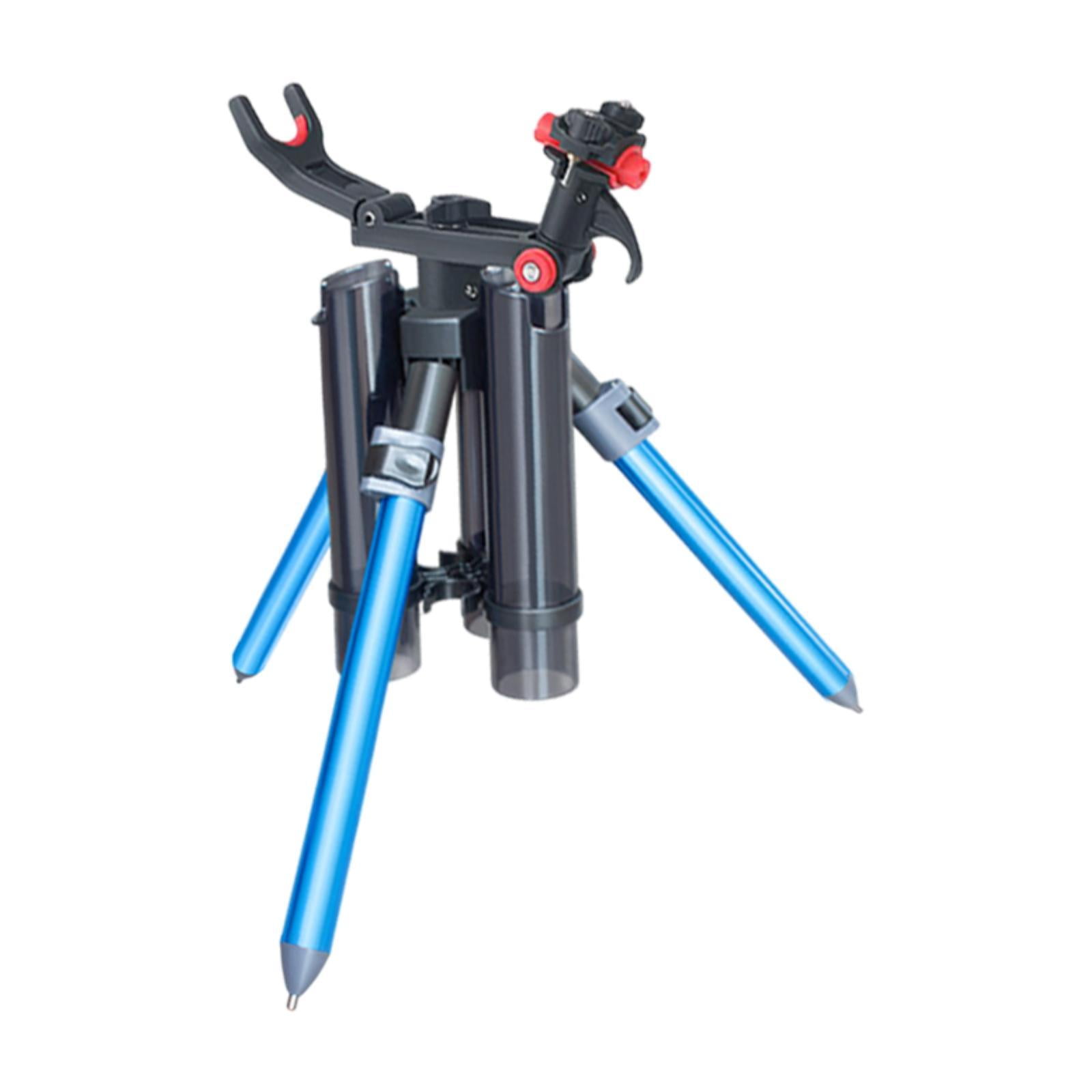 colaxi Fishing Rod Holder Portable Adjustable Tripod Stand Folding Aluminum Alloy Rod Bracket Anti Slip Outdoor Accessory Suitable for Boat Kayak Yac short blue
