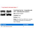 thumbnail image 2 of Front Brake Pad Set - Compatible with 2017 - 2020 Maserati Levante S 2018 2019, 2 of 2