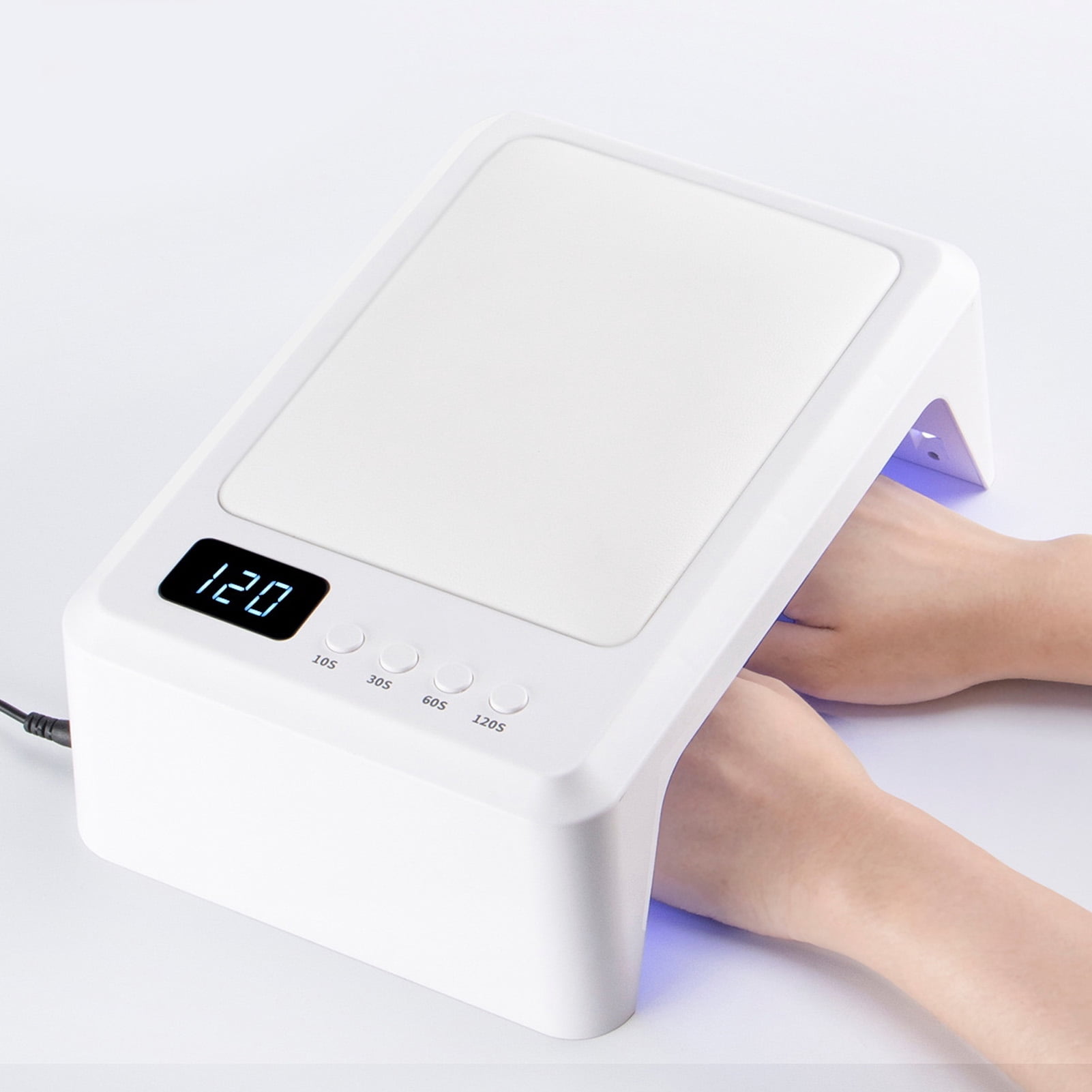 LAZIOEGR High Power Auto Sensor Gel Nail Polish Dryer Light Curing Lamp with Comfortable PU Leather Hand Pillow for Double Hands Professional Manicure, EU Plug (11.42 inches / 29.0 cm)