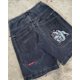 thumbnail image 1 of Venta directa de pantalones cortos de mezclilla con estampado hip-hop, pantalones de pierna ancha informales americanos para hombres, 1 of 5