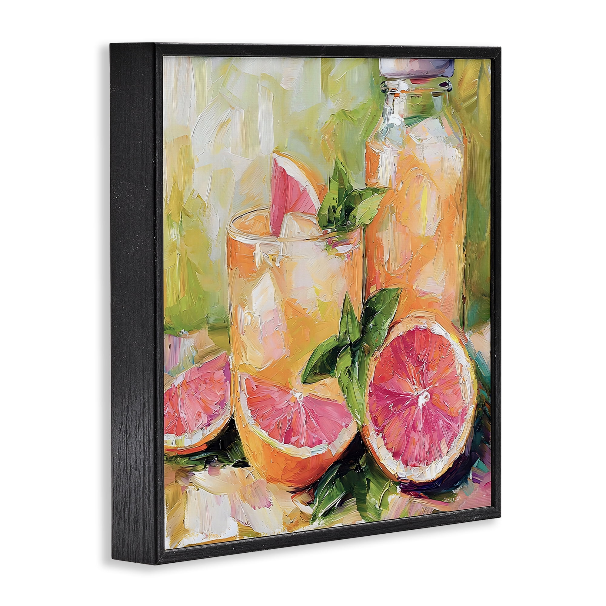 Stupell Industries Grapefruit Summer Refreshment Black Framed Giclee Art, design by Riley B