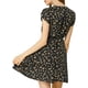 thumbnail image 3 of Vestido con cinturón de manga de pétalo cruzada en V floral para mujer XL negro, 3 of 8