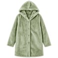 thumbnail image 7 of Enjoytime Fleece Jacket Women Fall Winter Button Down Hooded Teddy Coat Soft Warm Casual Mid Length Long Sleeve Outerwear, 7 of 7