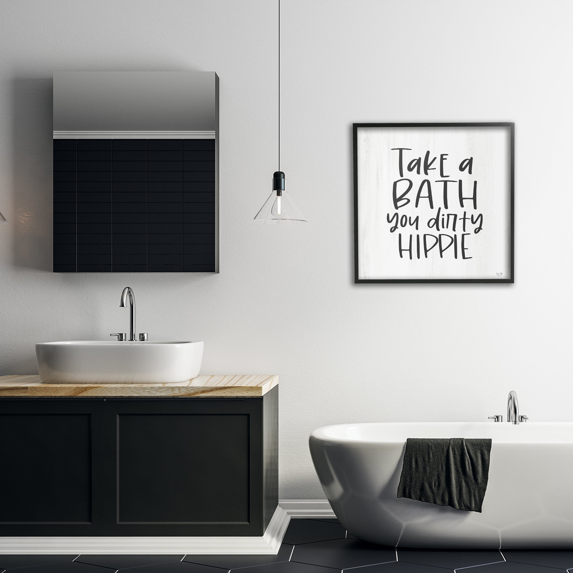 Stupell Industries Take A Bath Dirty Hippie Black Framed Giclee Art, design by Lux + Me Designs