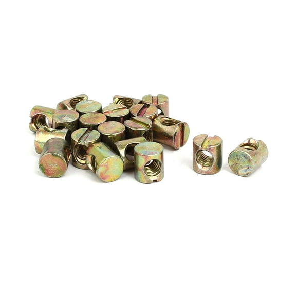 Uxcell M6x11mm Barrel Bolt Cross Dowel Slotted Furniture Nut for Beds Chairs (20-pack)