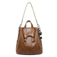 thumbnail image 4 of Mochila de cuero suave con costuras para mujer Mochila para portátil Bolso de viaje Negro, 4 of 5