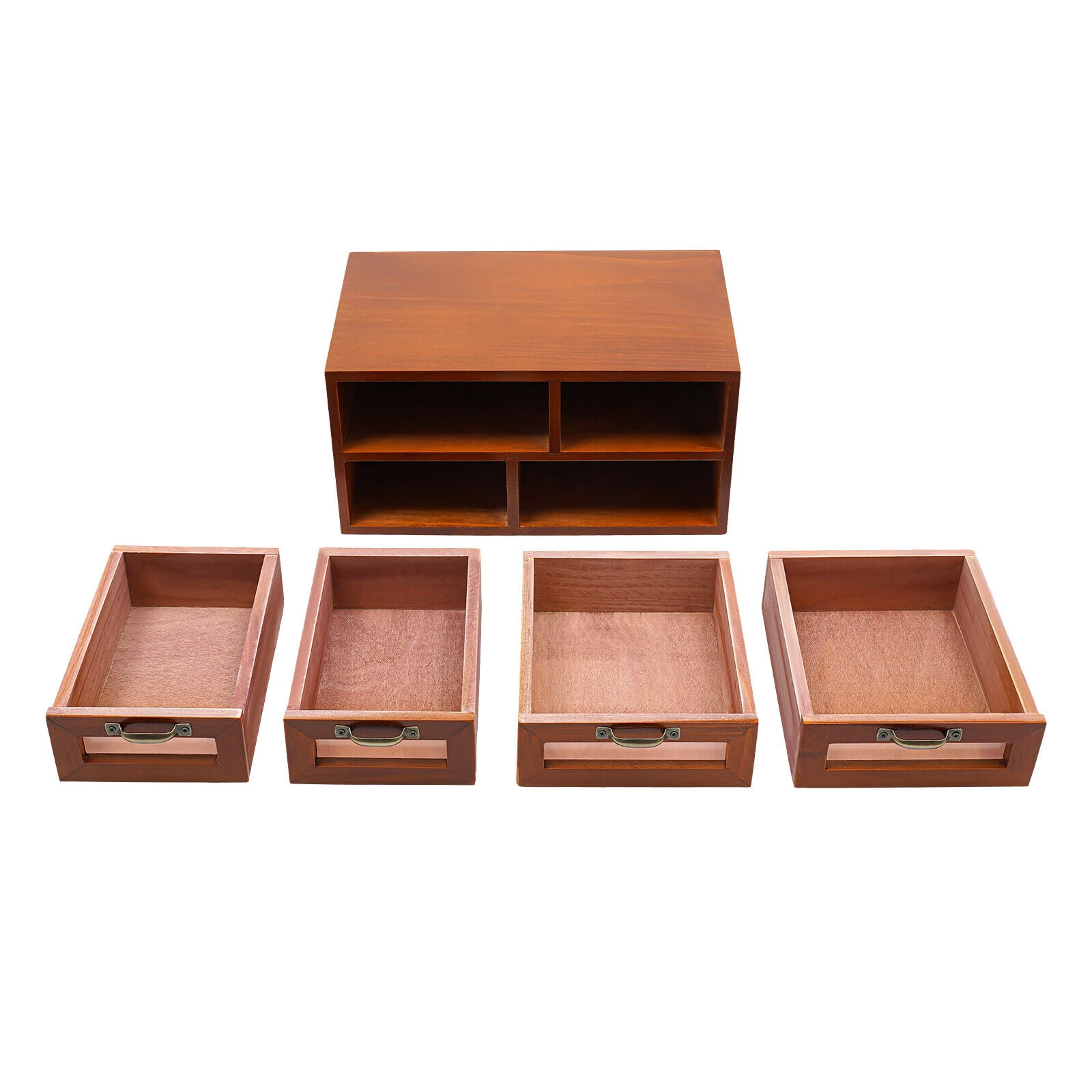 Desk Organizer with Drawers Wooden Desktop Storage Cabinet Storage Box 4 Drawer