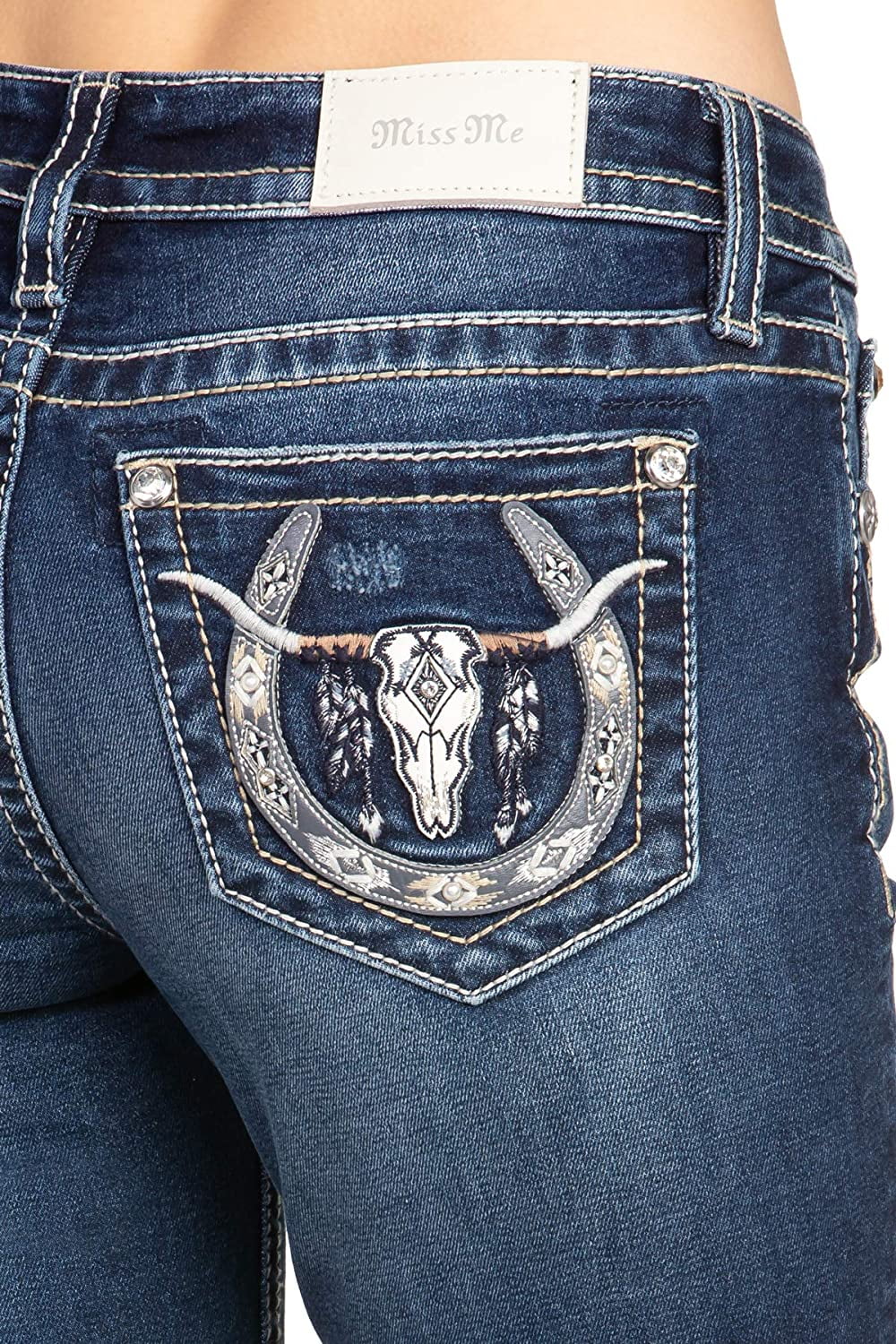 Womens Mid-Rise Slim Boot Cut Jeans 