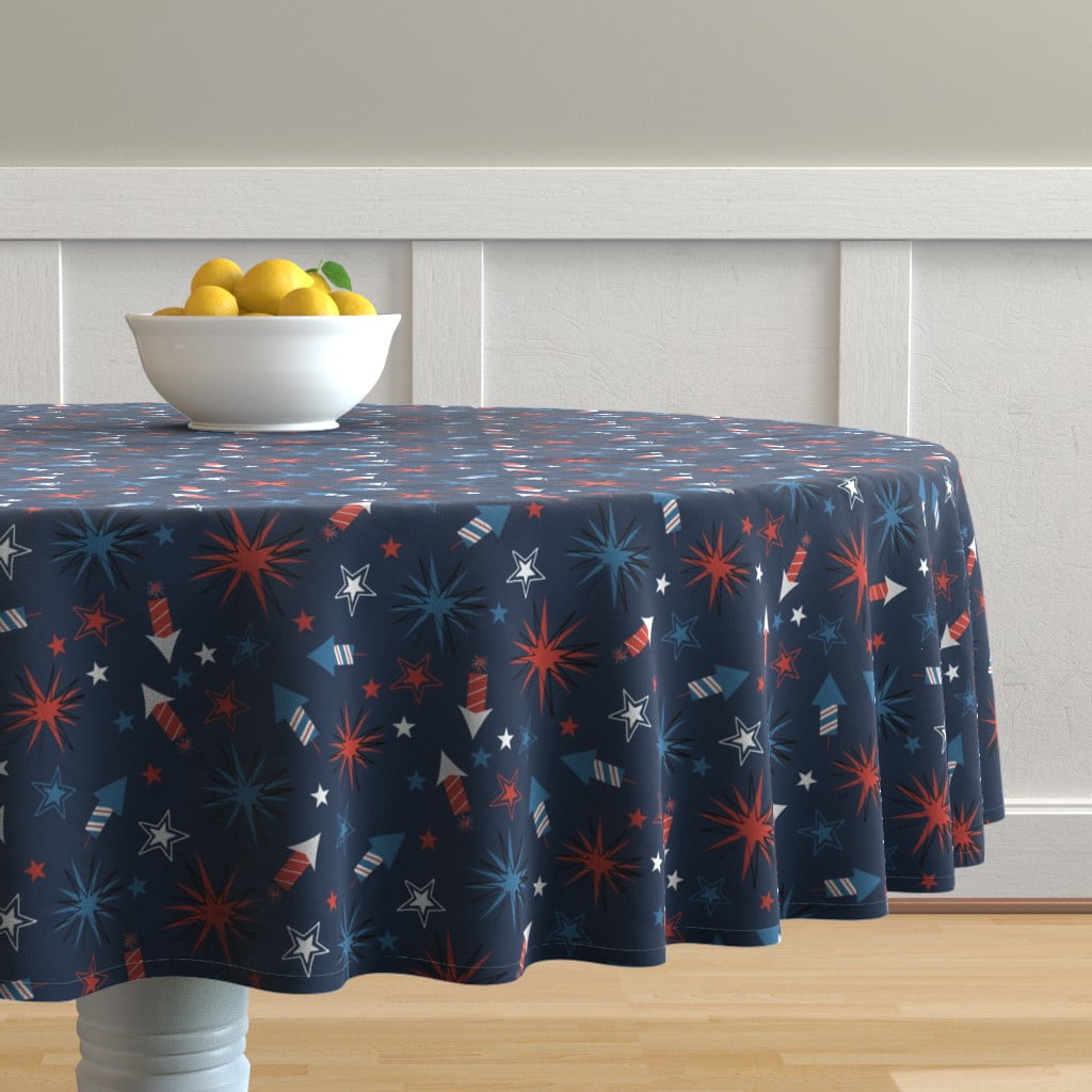 4th of july round tablecloth Clearance