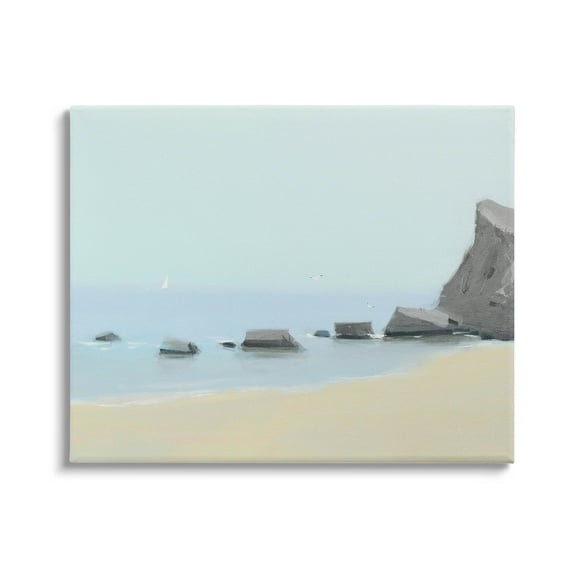 Calm Beach Shore Rocks Coastal Graphic Art Gallery Wrapped Canvas Print Wall Art