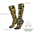 thumbnail image 4 of Xecao Sunflowers And Bird print thigh-high socks, crafted for both men and women with a stretchy, high-opaque design perfect for daily wear, 4 of 6