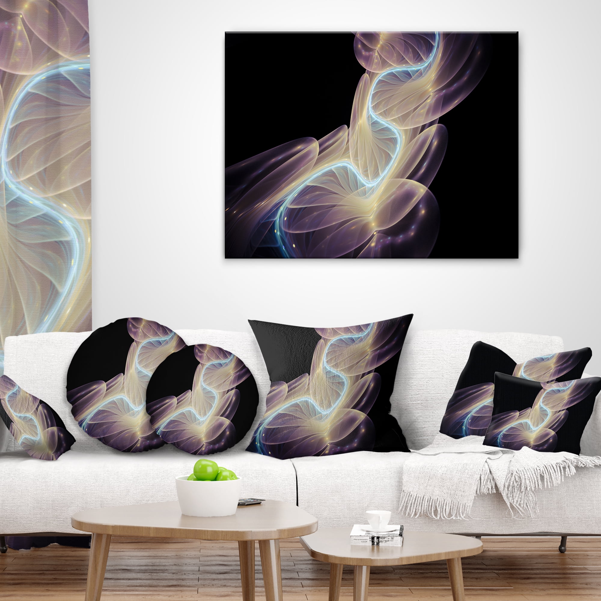 Designart Elegant Fantasy Fractal Design - Abstract Throw Pillow - 18x18