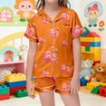 thumbnail image 2 of Kids Girls 67 Pajama Button Short Sleeve Shorts Two Piece Silk Sleepwear Children Valentine's Day Nightwear Outfit for Kids Cozy Loungewear, 2 of 6