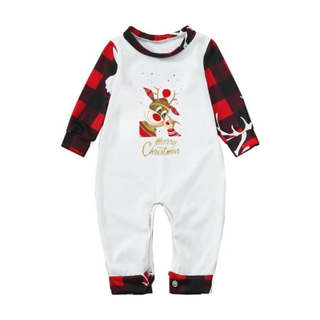 

Honeeladyy Christmas Family Pajamas Christmas Parent-Child Outfit Baby Printed Family Matching Pajamas Crawl White Sales