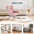 thumbnail image 3 of GARVEE Plush Teddy Upholstered Rocking Chair with High Backrest & Headrest for Nursery,Glider Rocker for Adults,Chair for Living Room Bedroom,Pink, 3 of 7