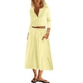 thumbnail image 2 of 2 Piece Lounge Sets for Women Matching Vacation Outfits Button Down Ribbed Cardigan Elastic Waist Skirt Sets, 2 of 7