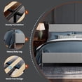 thumbnail image 3 of King Size Bed Frame - with Vertical Stripes headboard, Corduroy upholstered Bed upholstered Bed Frame with Vintage Metal Legs, no Box Spring Needed, Easy Assembly, Grey, 3 of 7