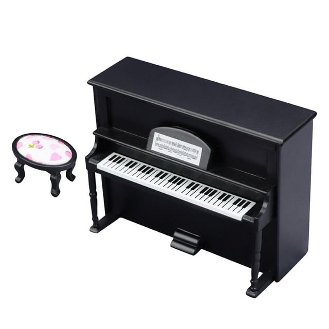 OUNONA Durable Black Mini Wood Piano for Mini House Decoration Safe Material Great Gift 3.5 Inch