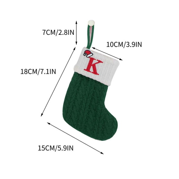 Bolsas de Regalo de Navidad de Punto de Lana de Navidad con Alfabeto Bordado,Verde 18x15cm para Niños Dulces Y Decoración de Vacaciones,Bolsas de Regalo de Vacaciones