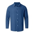thumbnail image 6 of Men's Loose Classic Lapel Multi Pocket Button Down Long Sleeve Work Shirt for Spring Fall Industrial Style,Royal Blue,L, 6 of 7