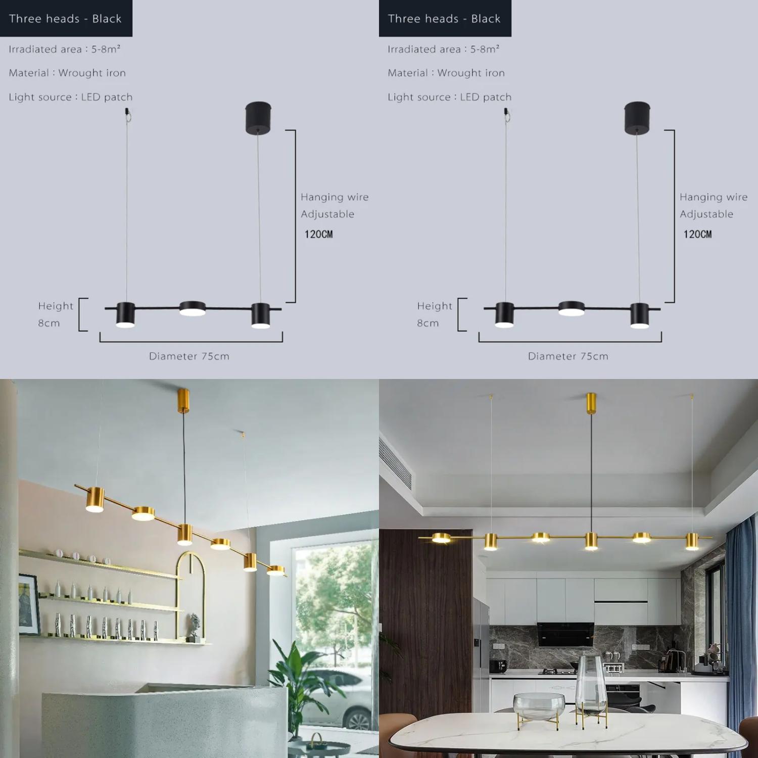 DUFDERIA Modern Led Living Room Chandeliers Dining Table Ceiling Chandelier Kitchen Hanging Light Fixture Dimmable Indoor Lighting Lamp