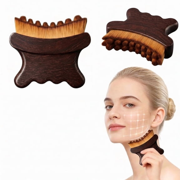 KoRwelex Lymphatic Contour Face Brush, Lymphatic Drainage Brush, Gentle Facial Sculpting for Jawline & Cheeks, Improves Skin Glow & Absorption (2 Pack)