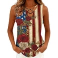 thumbnail image 2 of Xdegoge USA American Flag Tank Tops for Women 4th Of July Patriotic Shirts Vintage Rose Floral Stars and Stripes Sleeveless Blouses Summer Independence Day Casual Graphic Sleeveless, 2 of 6
