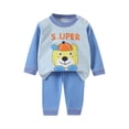 thumbnail image 4 of Sentuca Girls Boys Outfit Sets Size 7Y Print Long Sleeve Print Tops and Pants Fall Winter Warm Cute Kids Two Piece Sets Dark Blue, 4 of 8