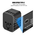 thumbnail image 5 of Adaptador de viaje universal Enchufe 4 puertos USB Convertidor de enchufes tipo C para EE. UU. / AU / Reino Unido / UE (negro), 5 of 5