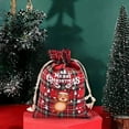thumbnail image 6 of 1 PC Cotton Medium Christmas Drawstring Candy Treat Bag Buffalo Plaid Christmas Fabric Goody Gift Pouch Reusable Gift Wrapping Bag Holiday Party Favors, 6 of 6