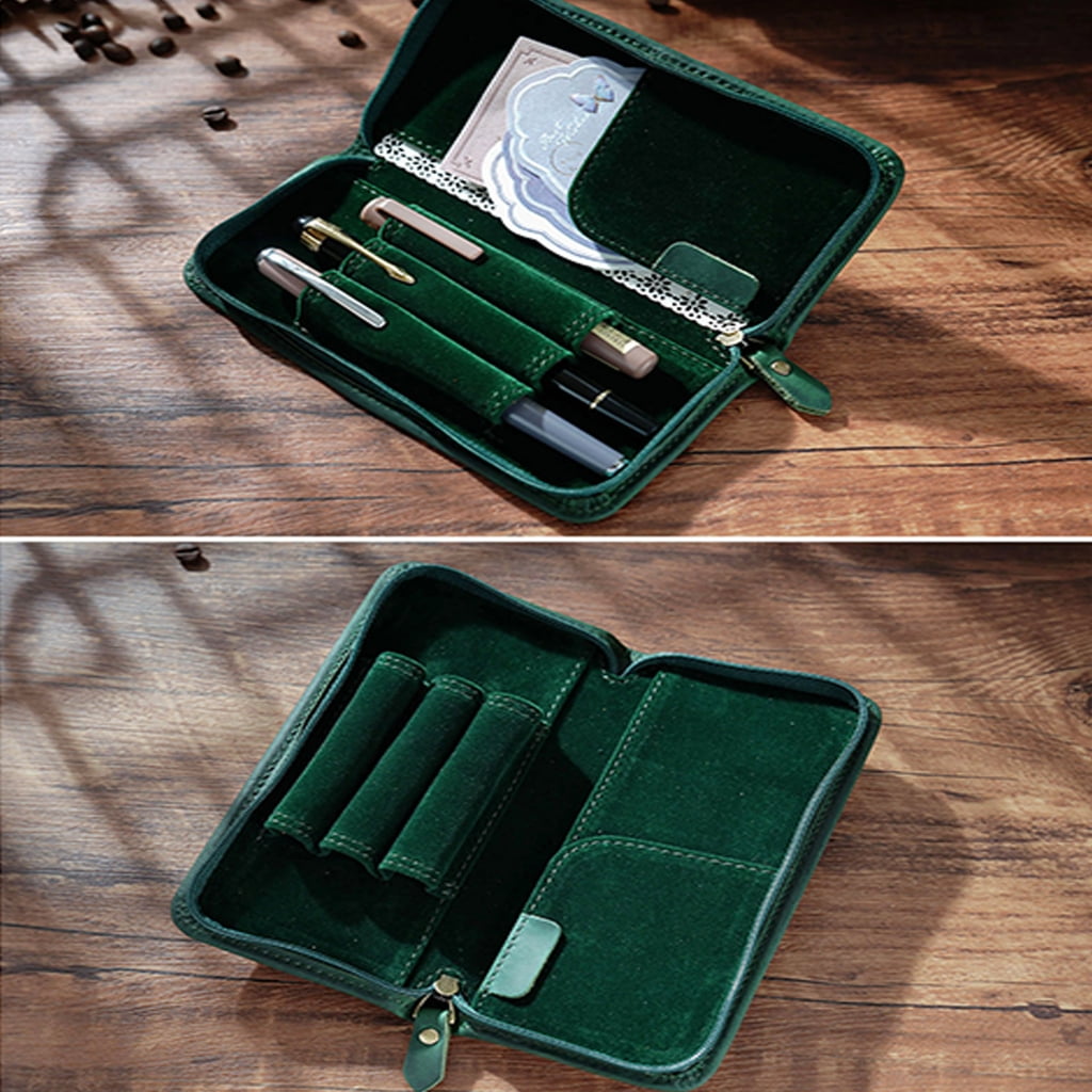 3 Divided Slots Pen Case Fountain Pen Holder Stationery Bag Pencil Organisers1eatherFountain Pen Case 3 Divided Slots Pen Bag Pencil Organiser Pencil Case