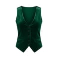 thumbnail image 7 of Zynoxe Vest Tops for Women 2026 Velvet Sleeveless V Neck Button down Fitted Waistcoat with Pockets Solid Color Casual Party Daily Summer Vest, 7 of 7