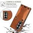 thumbnail image 4 of Case for Samsung Galaxy Z Fold 7, PU Leather PC + TPU Protective Case with Detachable Strong Magnetic Card Pocket Kickstand Shockproof Anti-Scratch Non-Slip Slim 3 In 1 Phone Case Cover, Brown, 4 of 11
