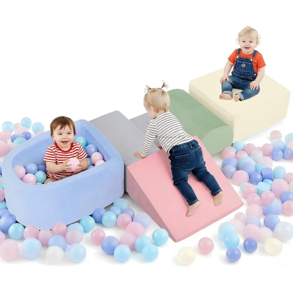 Climbing Toys for Toddlers 1-3, Foam Climb Blocks for Baby，5-Piece Baby Climbing Crawling Toys Soft Foam Blocks Activity Play Set (5-Color)