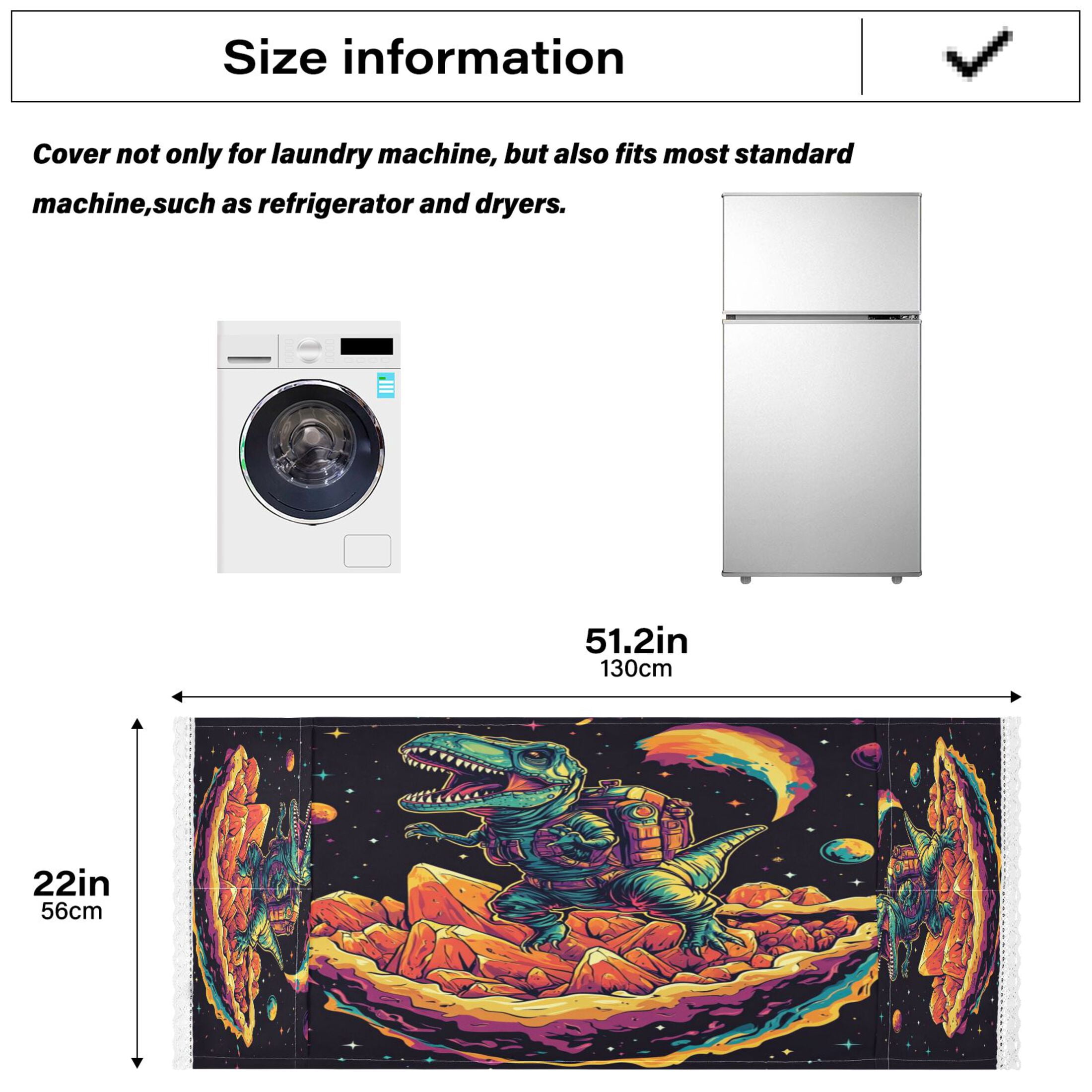 WOBOGO Astronaut Tyrannosaurus Rex Washing Machine Cloth Dryer Refrigerator Top Cover Protective Non-Slip Mat For Kitchen Laundry