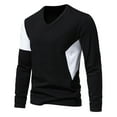 thumbnail image 2 of VSSSJ Men's British Stylish Shirts Regular Fit Color Block Patchwork Long Sleeve Pullover Tops Fashion Casual Stretchy Bottoming Shirt Black01 XL, 2 of 5
