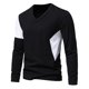 thumbnail image 1 of Blusas y camisas de manga larga con cuello en V para hombre, pulóveres casuales de retazos, camisetas de manga larga con cuello en V, blusas para hombre., 1 of 5
