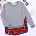 thumbnail image 5 of Ashirexll Crewneck Sweatshirts Women Oversized Sweatshirt for Women Winter Tops Long Sleeve Tops Casual Checkered Patchwork Round Neck Hoodie, 5 of 5