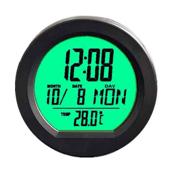 Solar powered car digital clock thermometer dashboard luminous LCD display