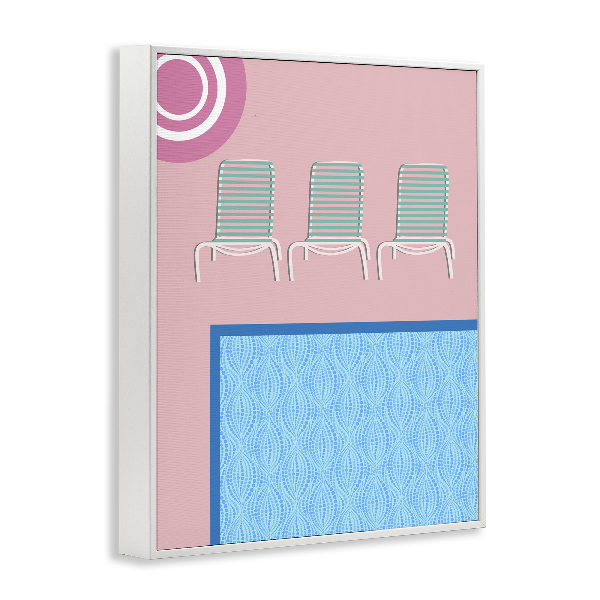 Stupell Industries Summer Poolside View Scenery Painting White Framed Art Print Wall Art, 11 x 14
