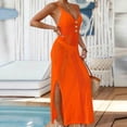 thumbnail image 4 of Hduncf Women's Dresses Cover Ups Elegant Button Up V Neck Fashion Beach Bathing Suits Swimwear Split Side Coverup Orange Free Size, 4 of 5